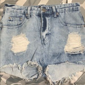 High waisted distressed shorts